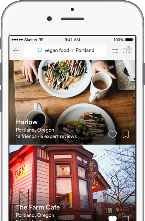 Vegan Food in Portland search screenshot